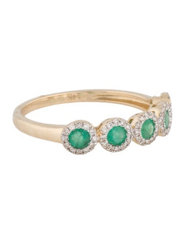 Ring Band 14K Emerald & Diamond Scalloped 7