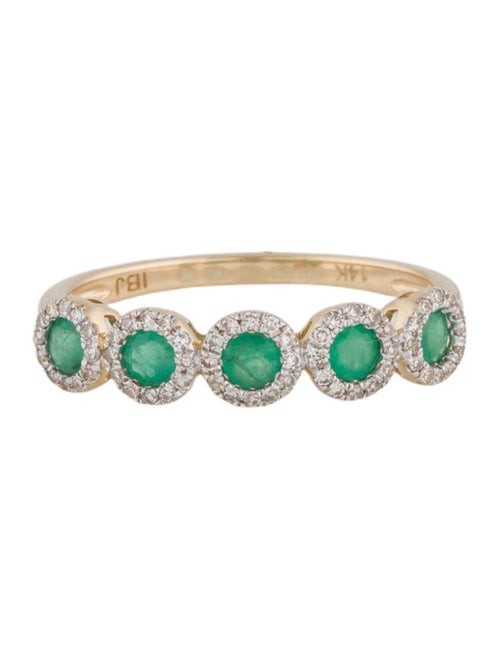 Ring 14K Emerald & Diamond Scalloped Band
