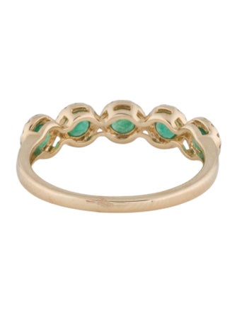 Ring 14K Emerald & Diamond Scalloped Band