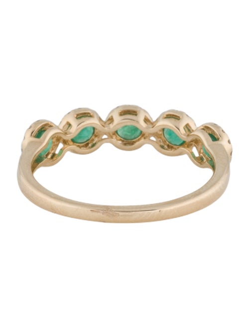 Ring 14K Emerald & Diamond Scalloped Band