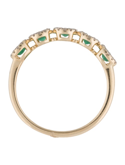 Ring 14K Emerald & Diamond Scalloped Band