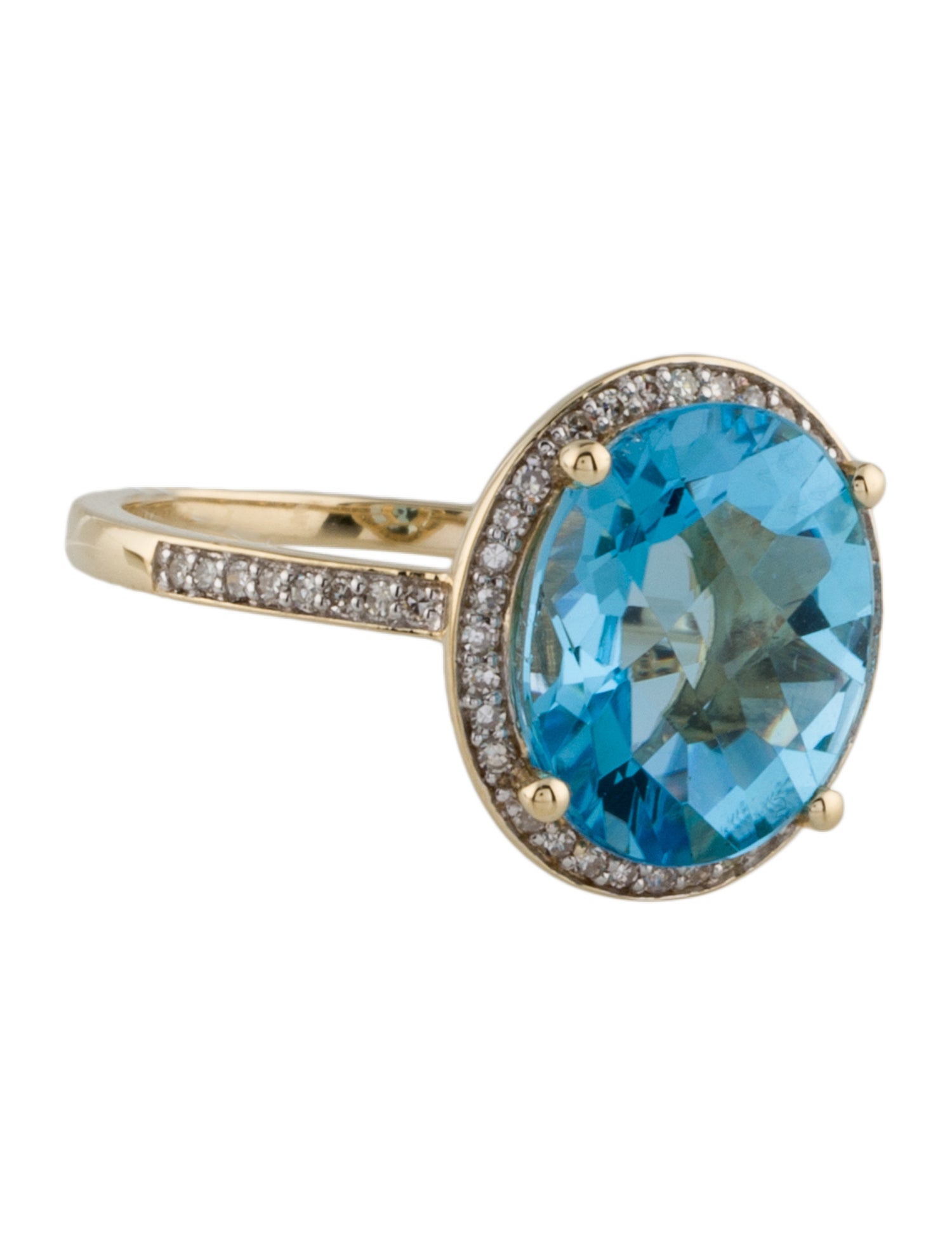 Ring 14K Topaz & Diamond Cocktail Ring