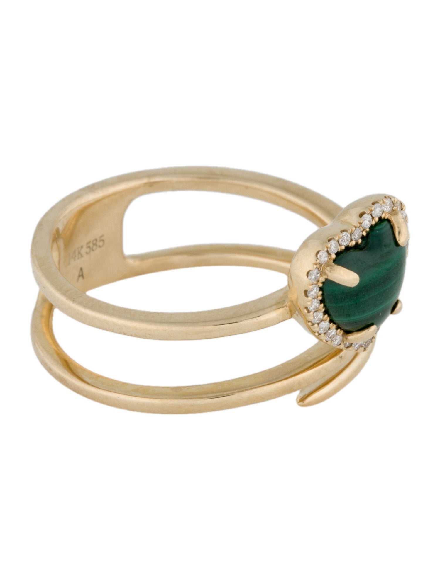 Ring 14K Malachite & Diamond Heart Coil Ring