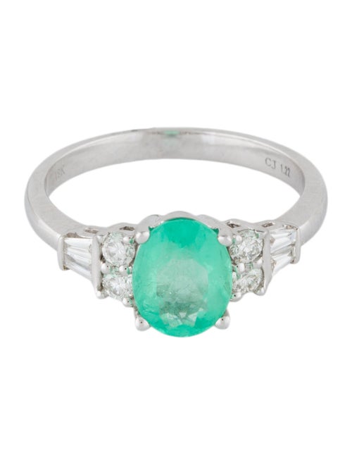 Ring 18K 1.22ct Emerald & Diamond Cocktail Ring