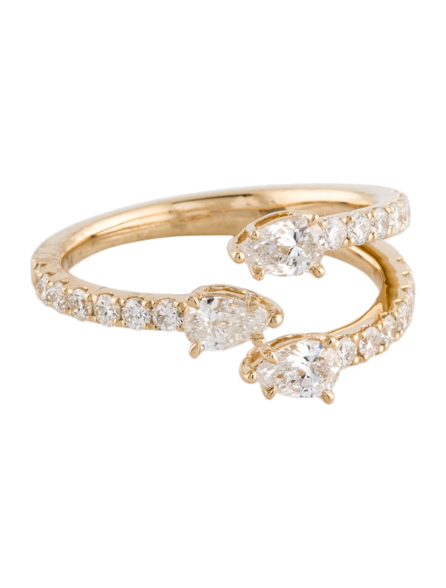 Ring 14K Diamond Open Wrap Ring w/ Tags