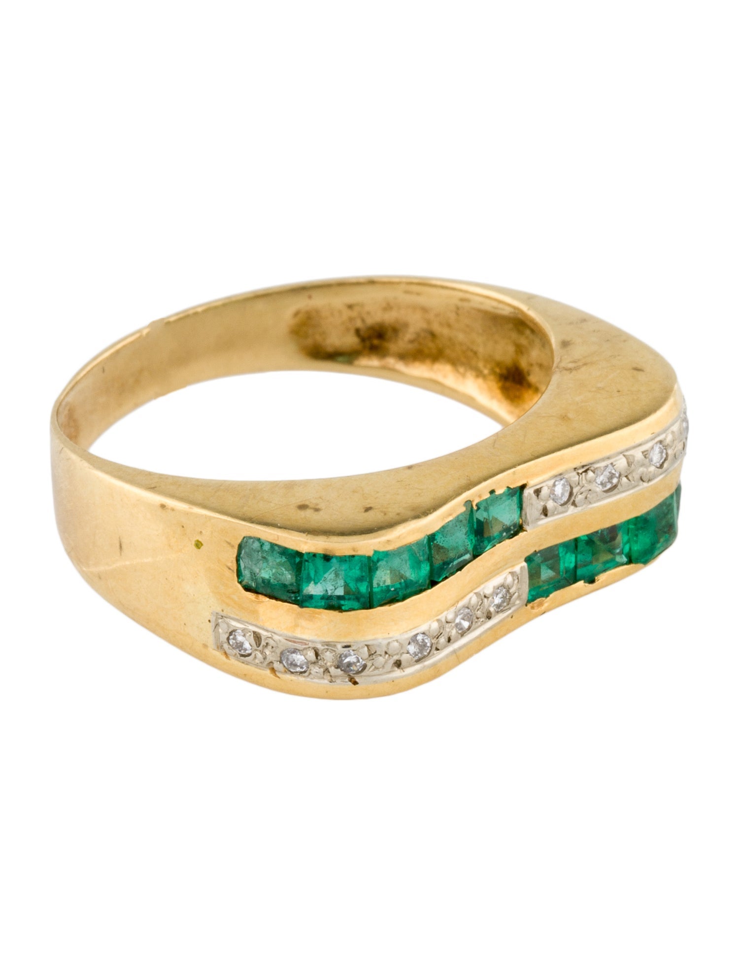 Ring 18K Emerald & Diamond Band