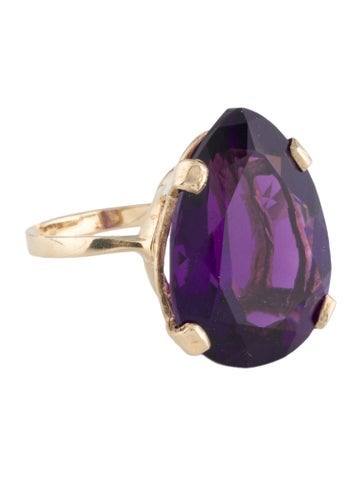 Ring Cocktail 14K 16.61ct Amethyst Solitaire 5.5