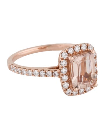 Ring Cocktail 14K 1.30ct Morganite & Diamond 7