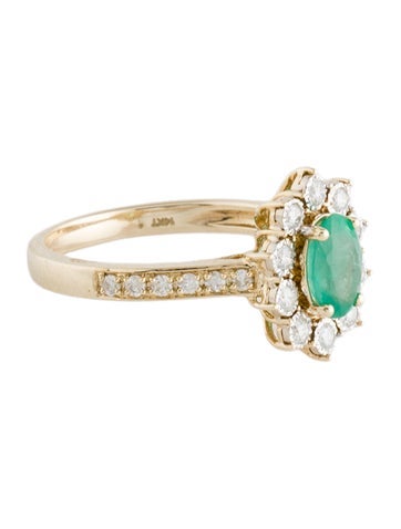 Ring Cocktail 14K Emerald & Diamond 6.25