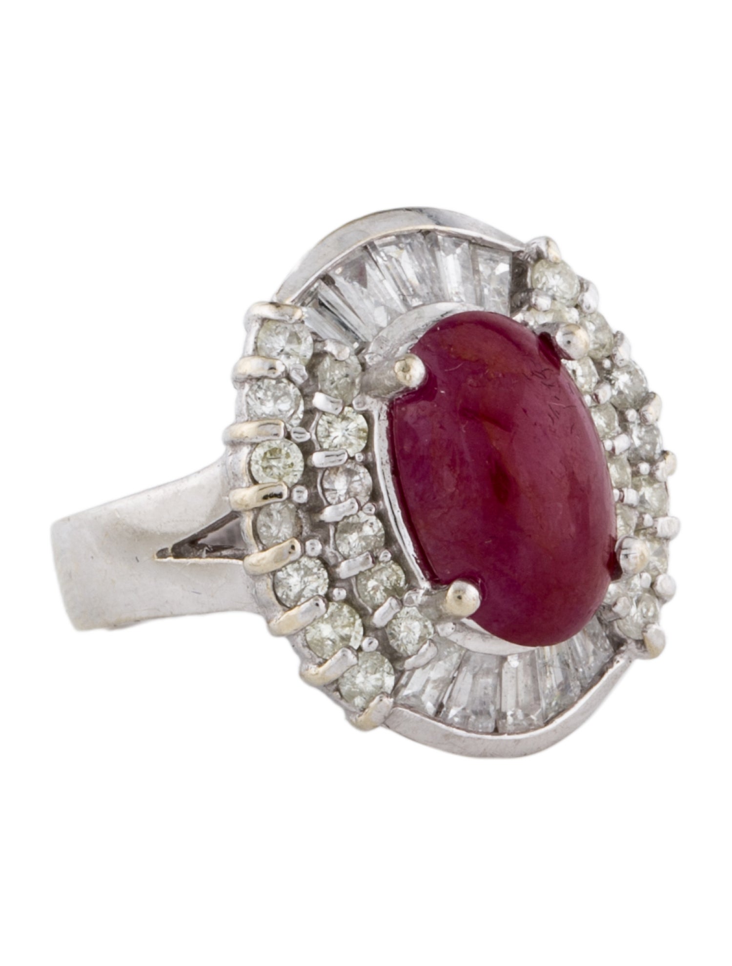 Ring 14K 5.28ct Ruby & Diamond Halo