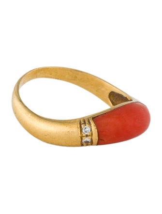 Ring 18K Coral & Diamond Band