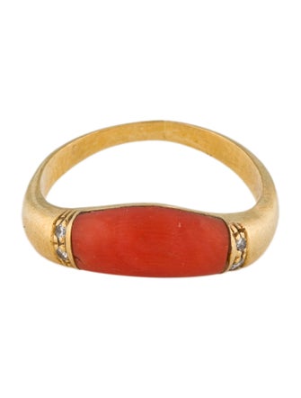 Ring 18K Coral & Diamond Band