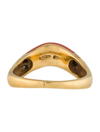 Ring 18K Coral & Diamond Band