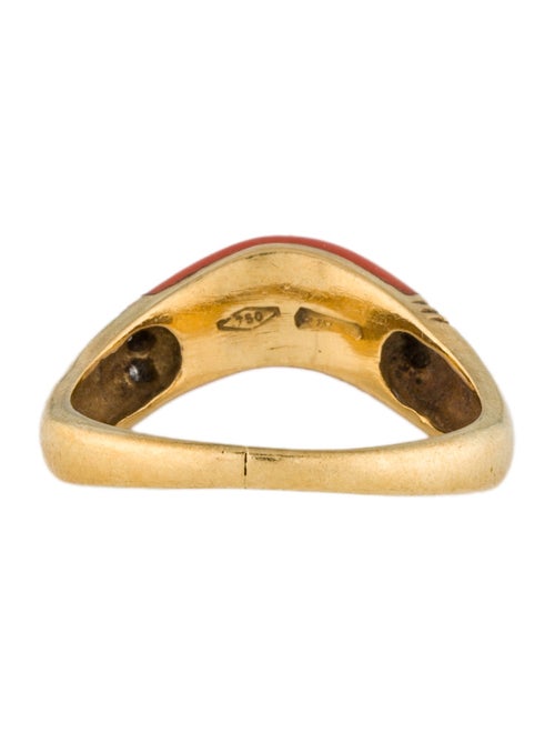 Ring 18K Coral & Diamond Band