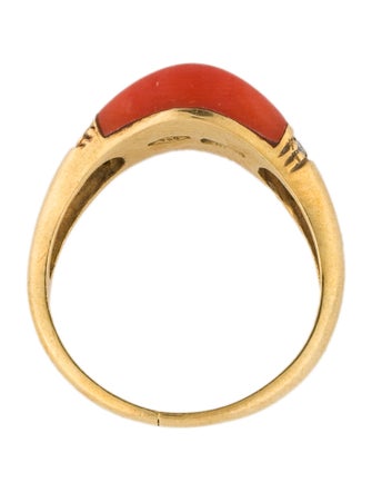 Ring 18K Coral & Diamond Band