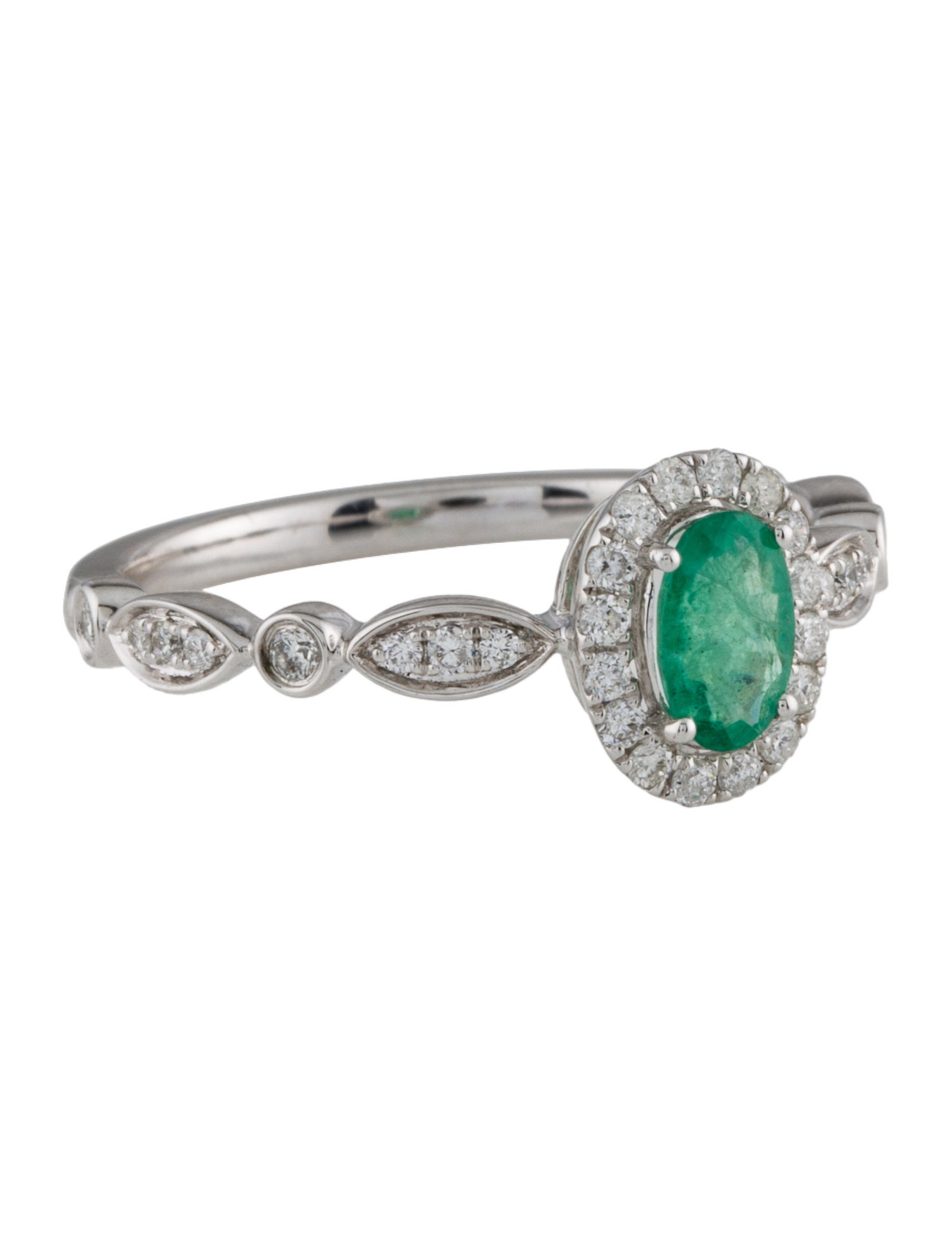 Ring 14K Emerald & Diamond Cocktail Ring