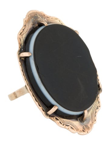 Ring Cocktail Antique Onyx Sardonyx 3.5