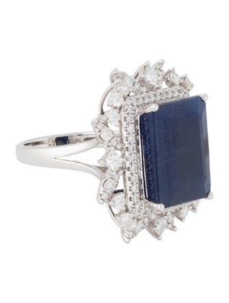 Ring 18K 10.98ct Sapphire & Diamond Cocktail Ring