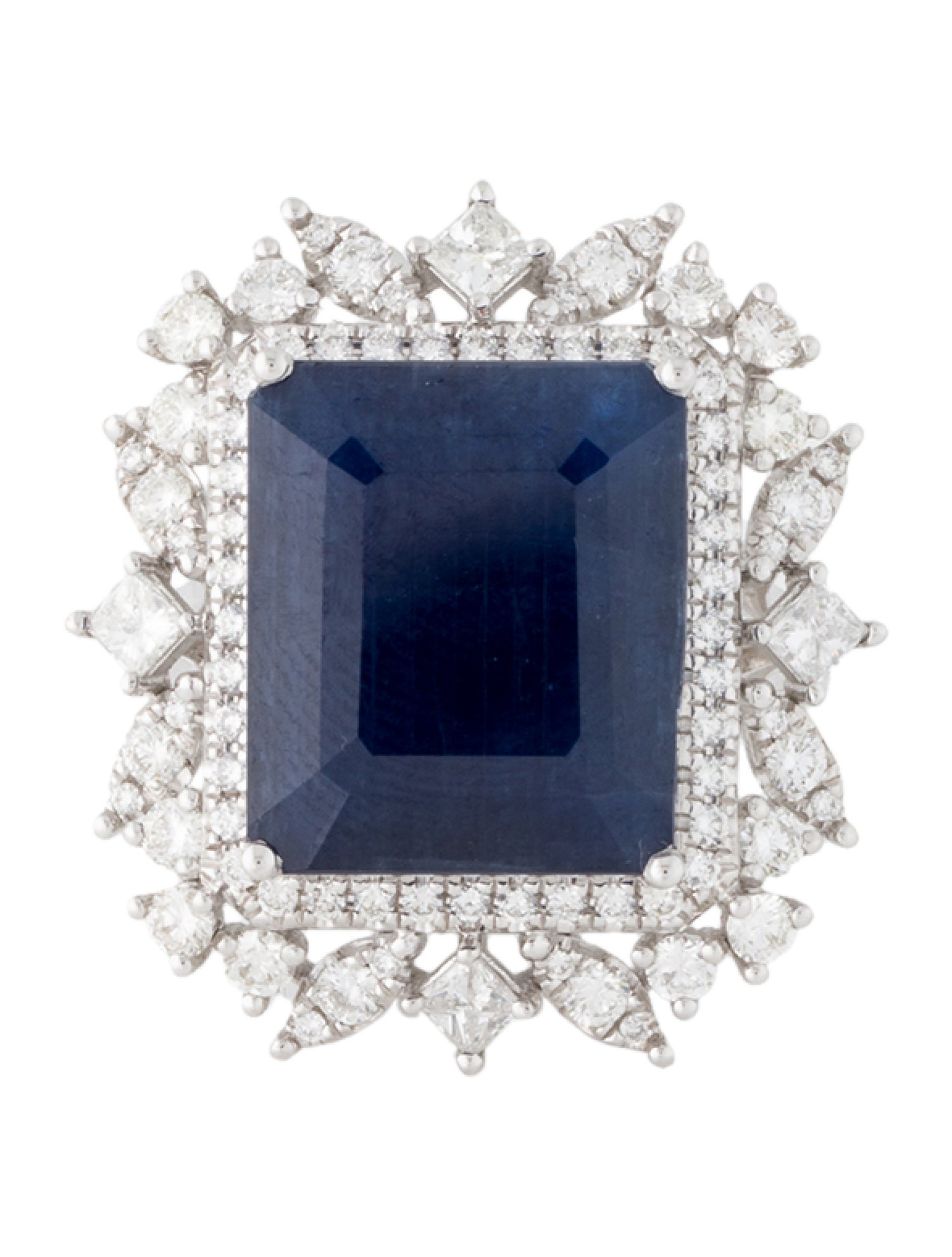 Ring 18K 10.98ct Sapphire & Diamond Cocktail Ring