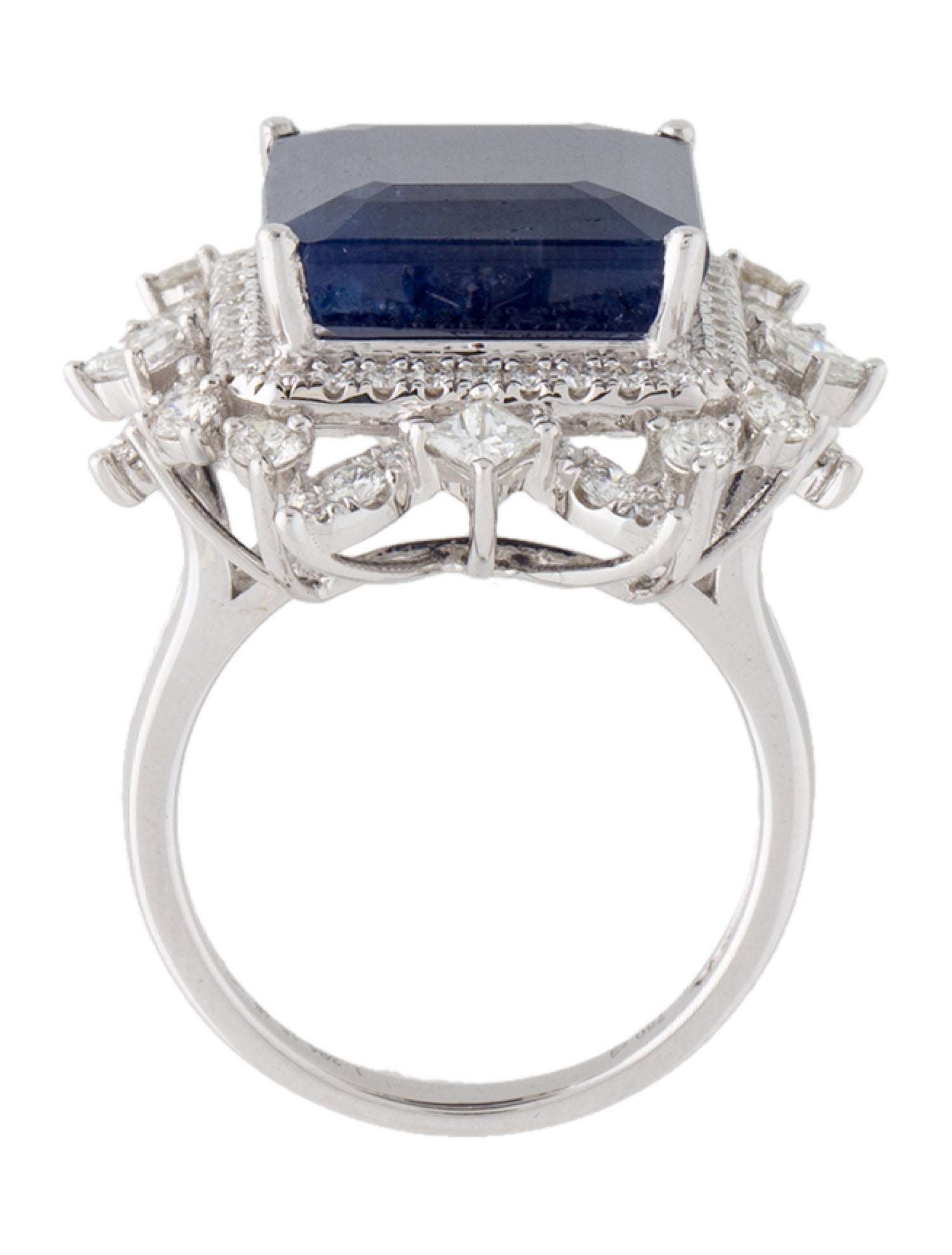 Ring 18K 10.98ct Sapphire & Diamond Cocktail Ring