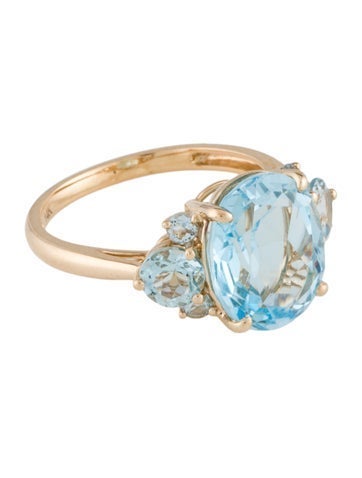 Ring Cocktail 14K 4.94ct Topaz & Aquamarine 7