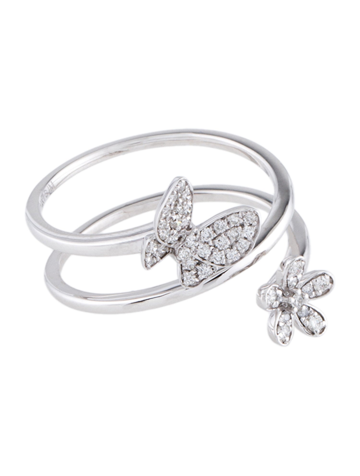 Ring 14K Flower & Butterfly Bypass Cocktail Ring