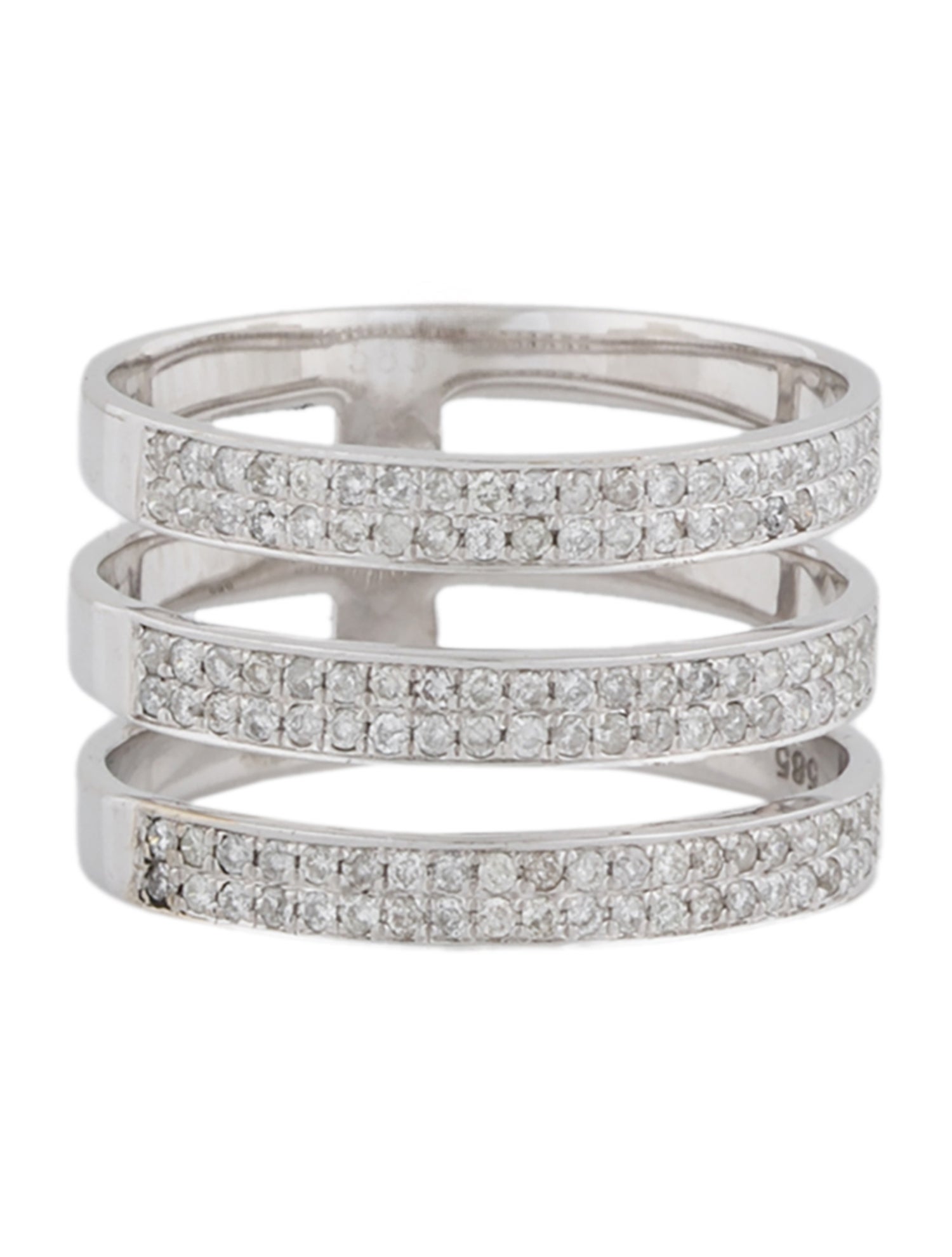 Ring 14K Diamond Three Row Band