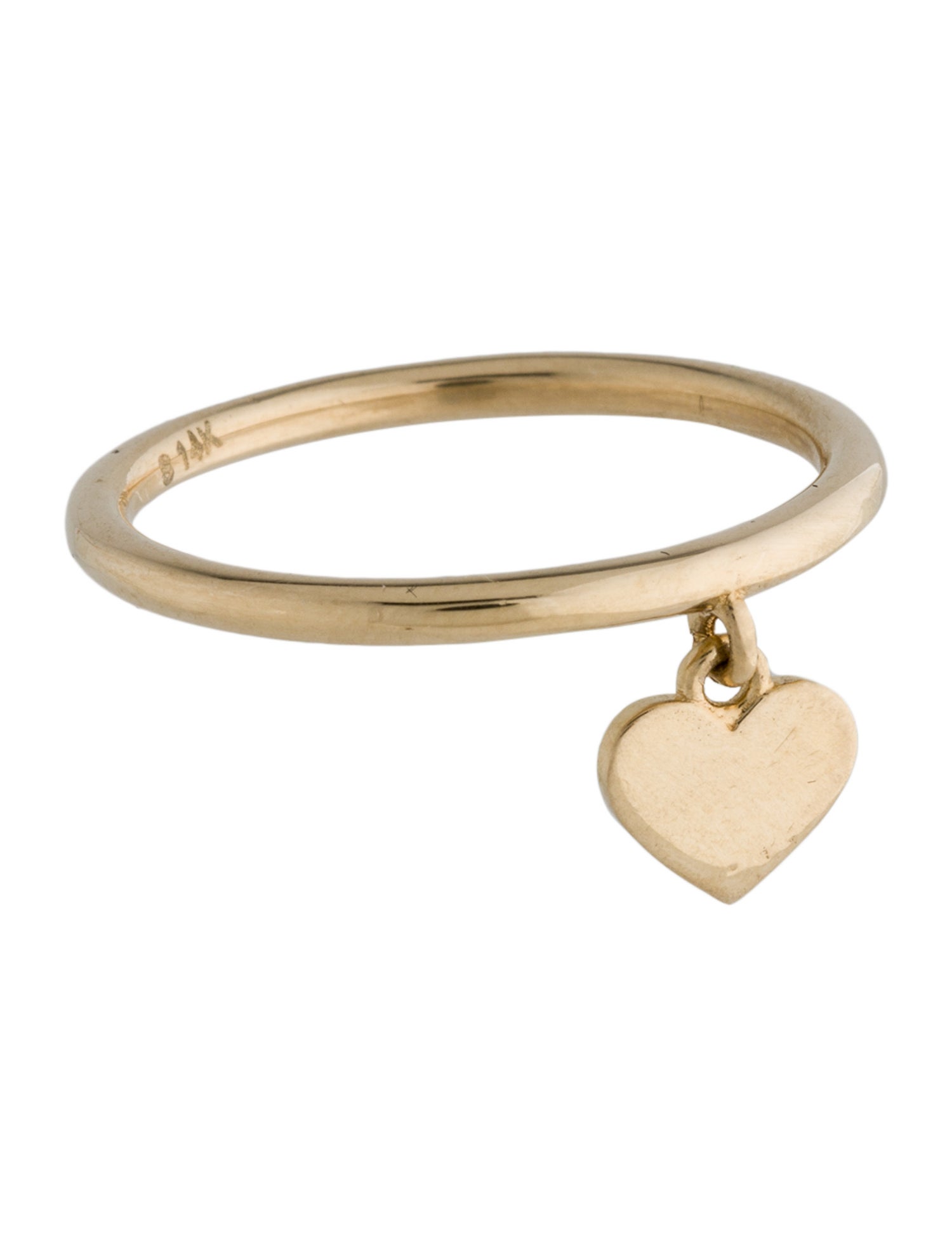 Ring 14K Heart Charm Dangle Cocktail Ring