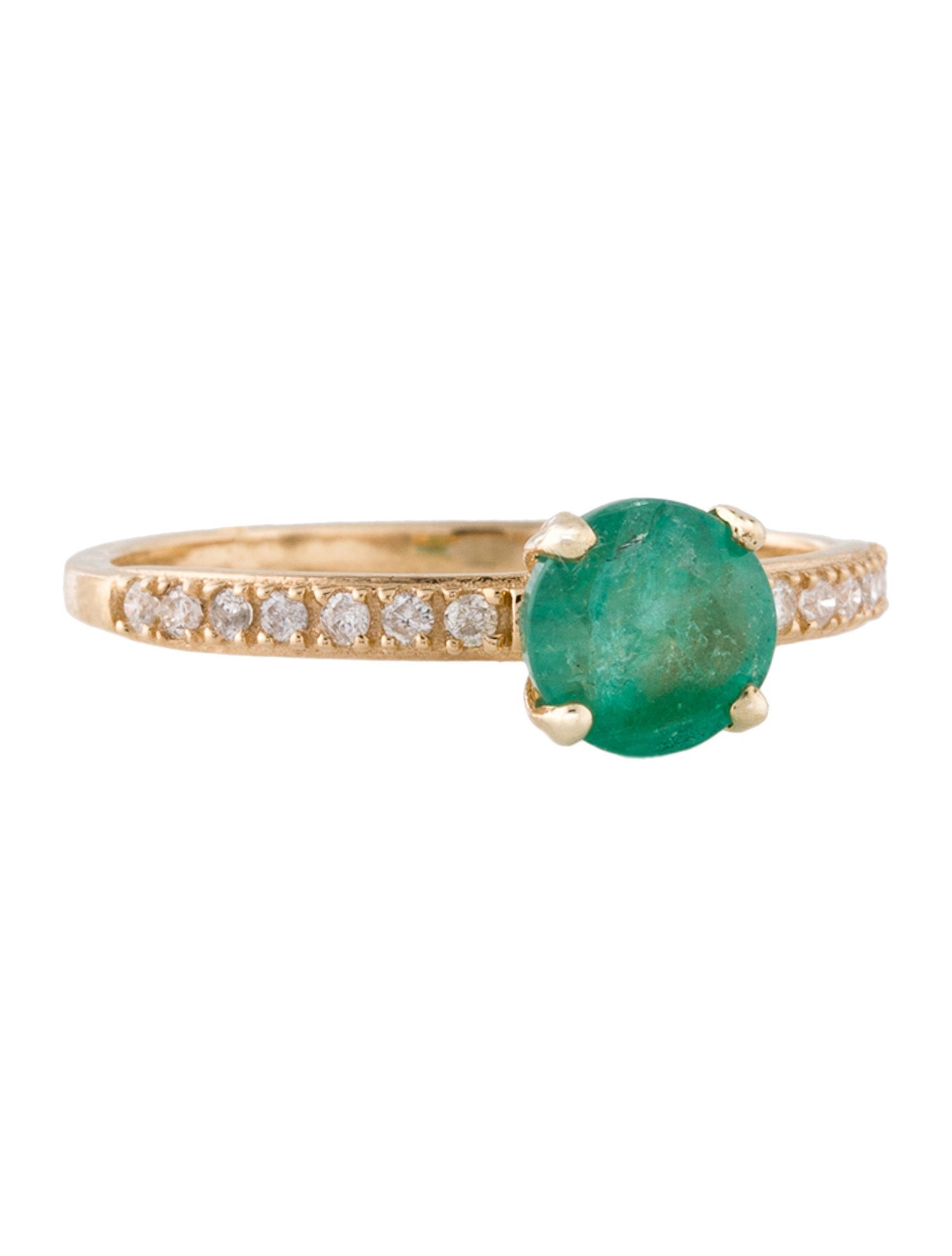 Ring 14K Emerald & Diamond Cocktail Ring