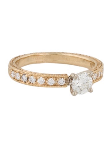 Ring Engagement 14K Diamond Milgrain 6.75