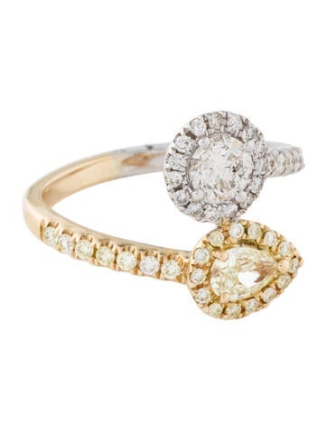 Ring Cocktail Two-Tone 14K 1.10ctw Diamond Bypass 7.5
