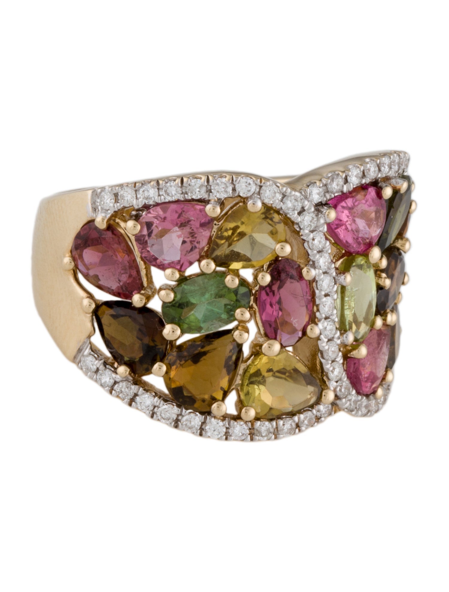 Ring 14K 4.18ctw Tourmaline & Diamond Band Ring