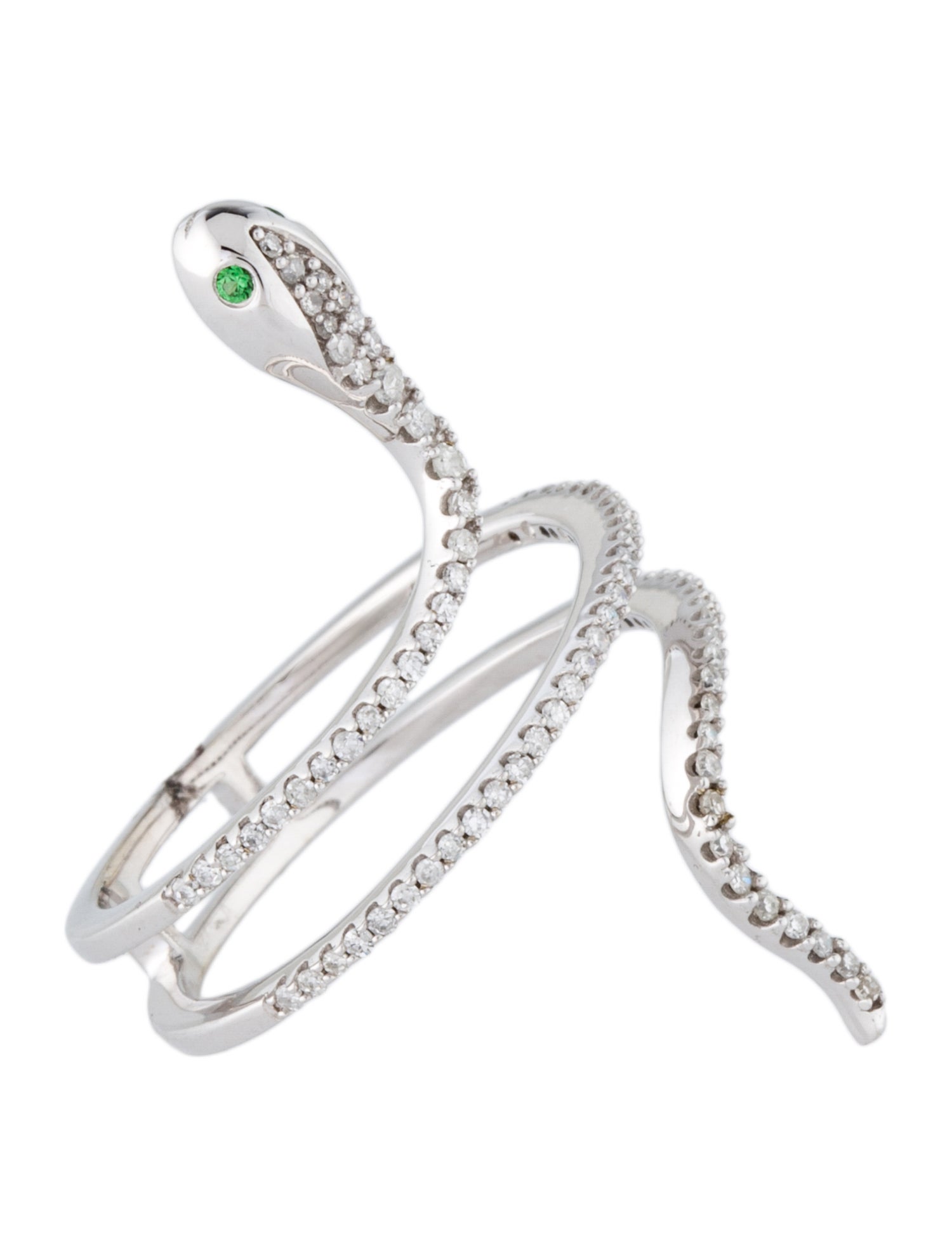 Ring 14K Diamond & Tsavorite Snake Cocktail Ring Ring