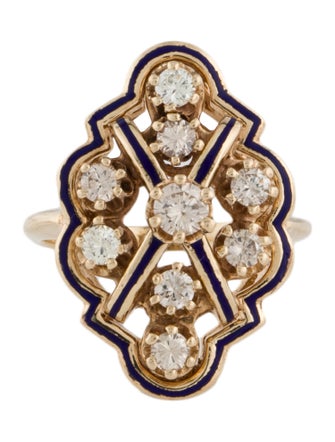 Ring 14K Diamond & Enamel Ring