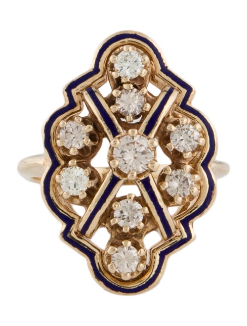 Ring 14K Diamond & Enamel Ring
