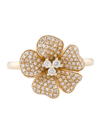 Ring 14K Diamond Flower Cocktail Ring