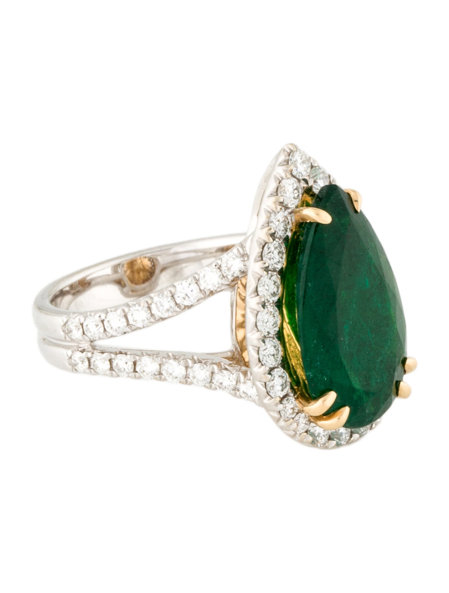 Ring 18K Emerald & Diamond Cocktail Ring