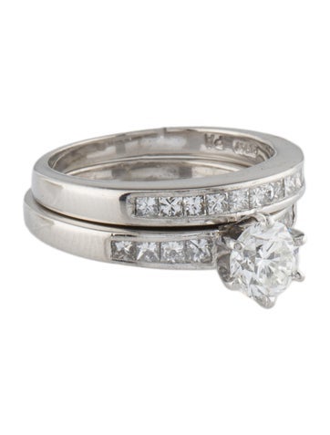 Ring Engagement Platinum 1.24ctw Diamond Wedding Set 5