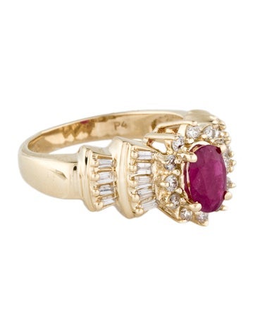 Ring Cocktail 14K Ruby & Diamond 6.5