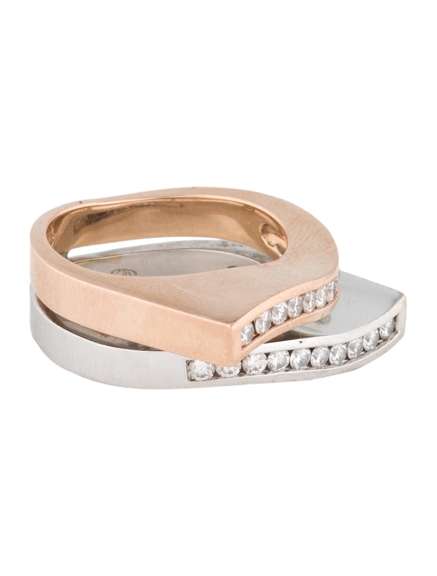 Ring Two-Tone 14K Diamond Wave Band