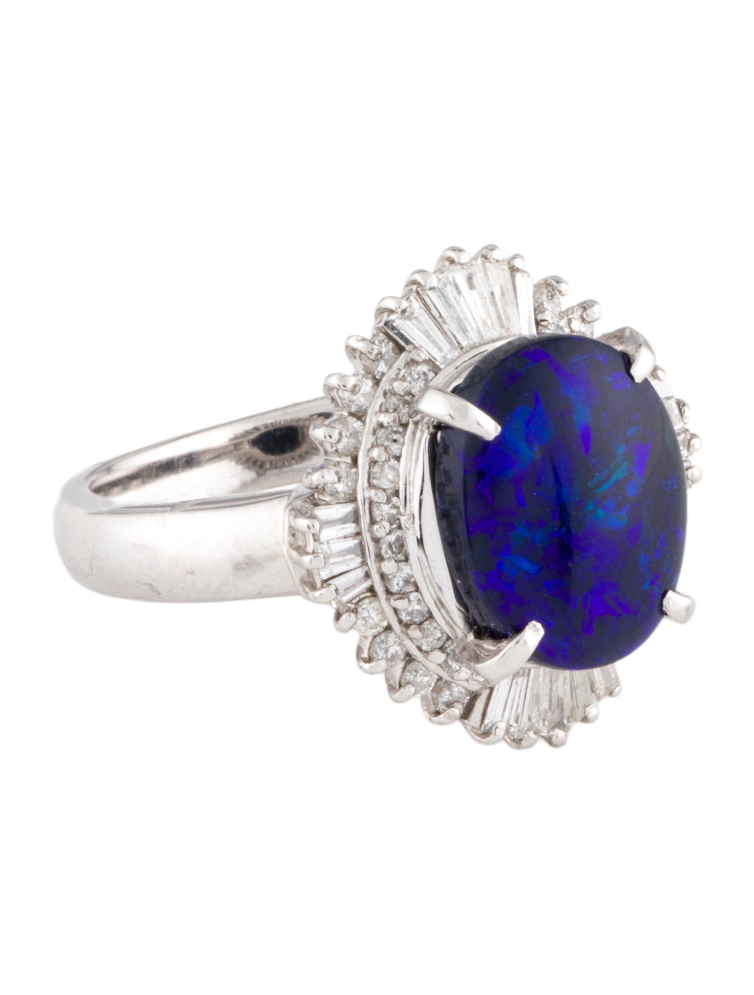 Ring Platinum 2.77ct Opal & Diamond Cocktail Ring