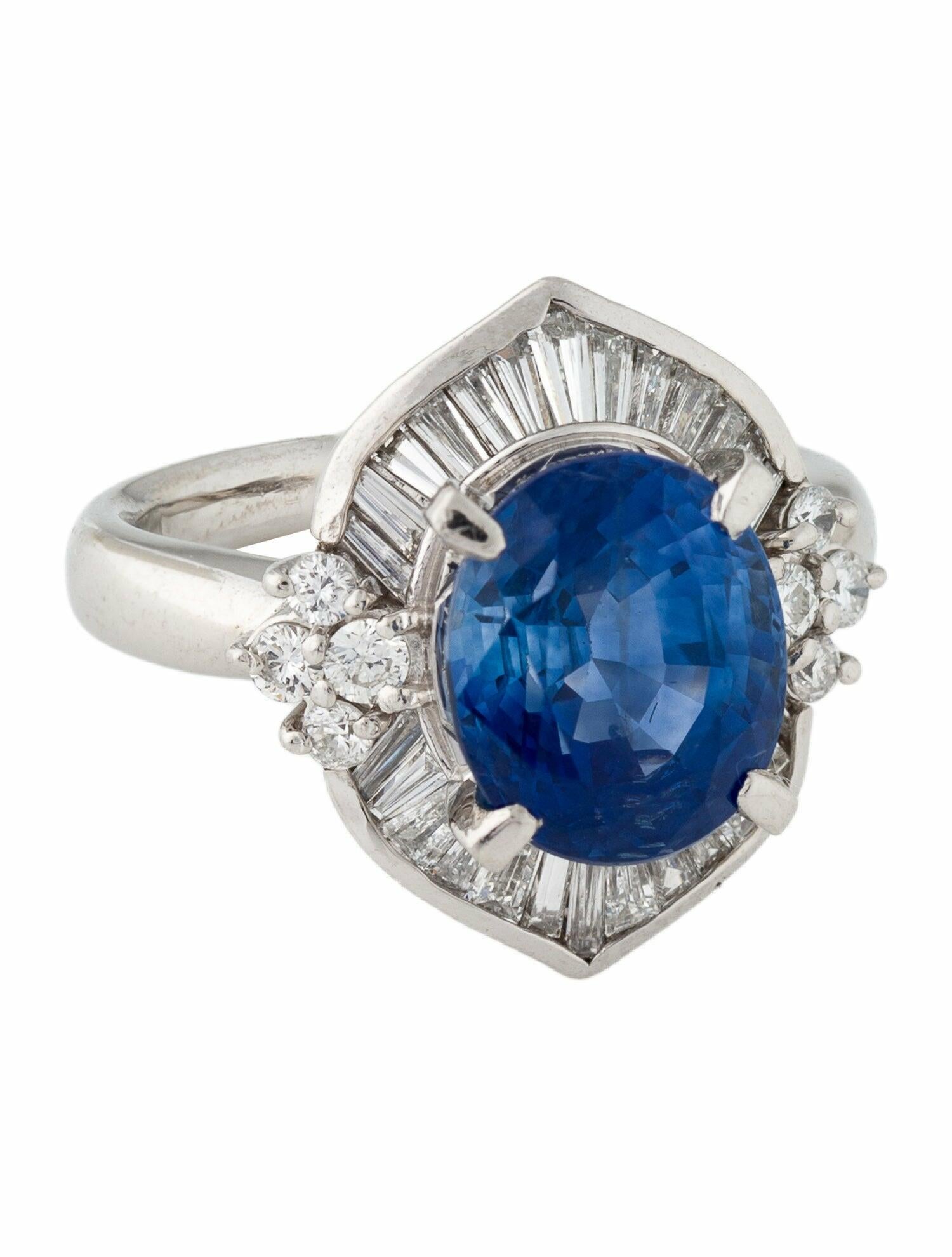 Ring Platinum 4.46ctw Sri-Lankan Sapphire & Diamond Cocktail Ring