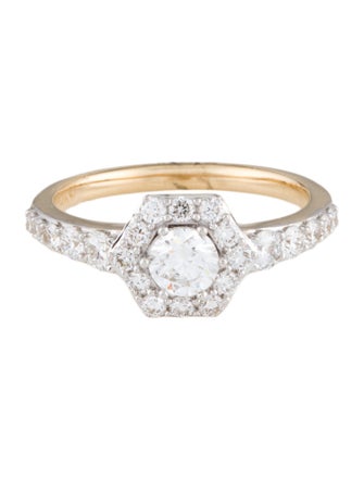 Ring 14K 1.00ctw Lab-Grown Diamond Hexagon Halo Cocktail Ring