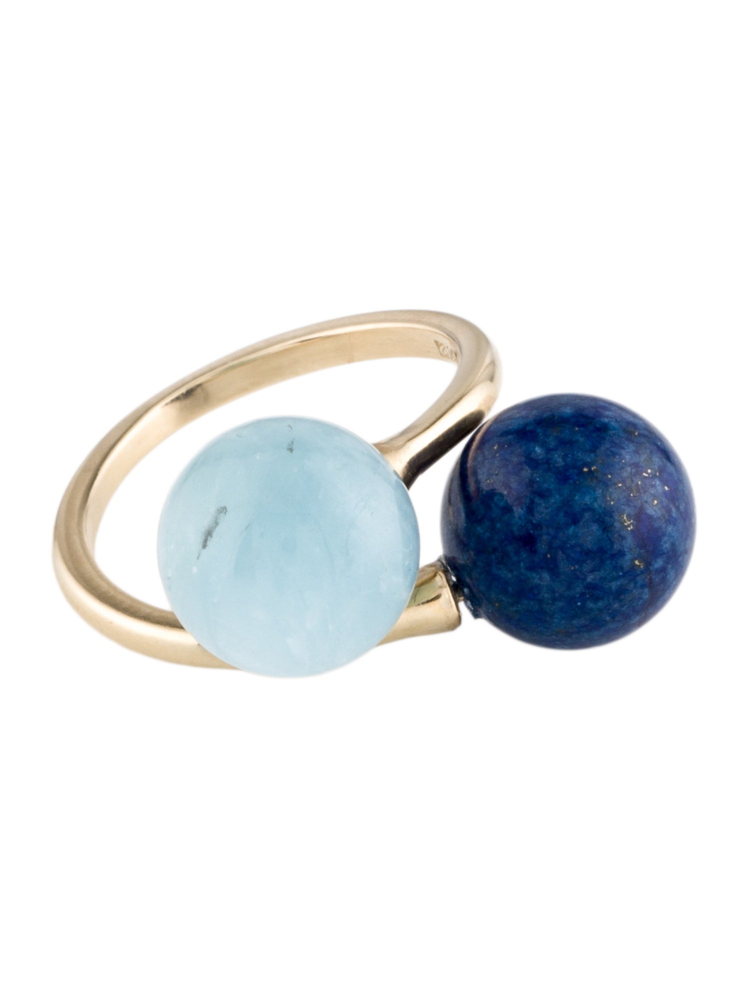 Ring 14K Lapis Lazuli & Aquamarine Cocktail RIng