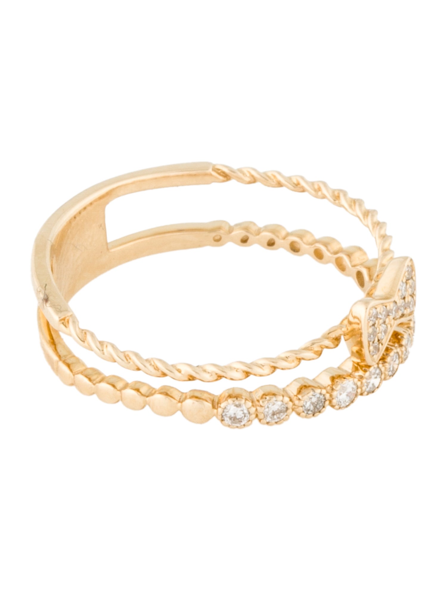 Ring 14K Diamond Bow Double Row