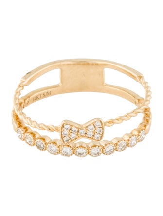 Ring 14K Diamond Bow Double Row