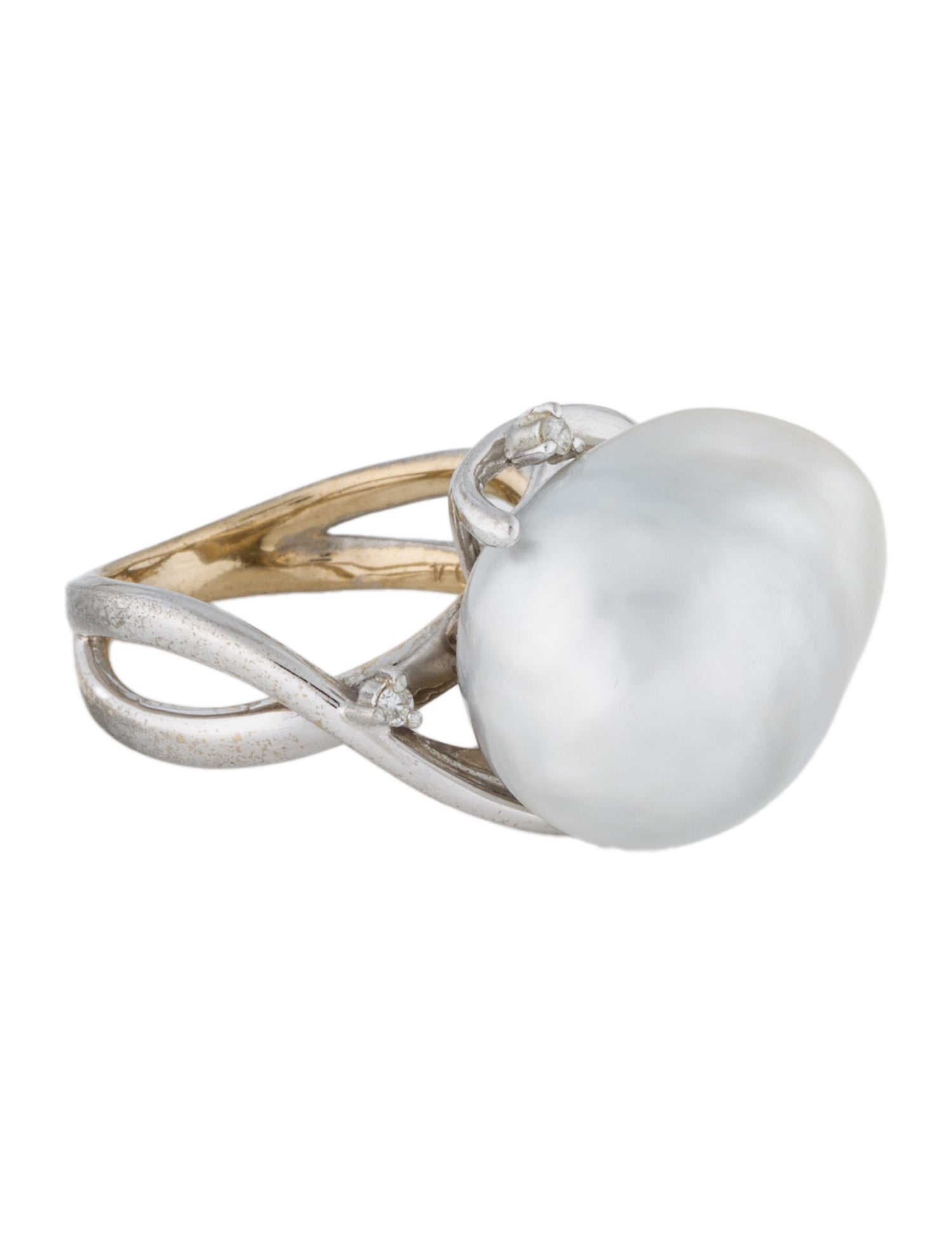 Ring 18K Pearl & Diamond Cocktail