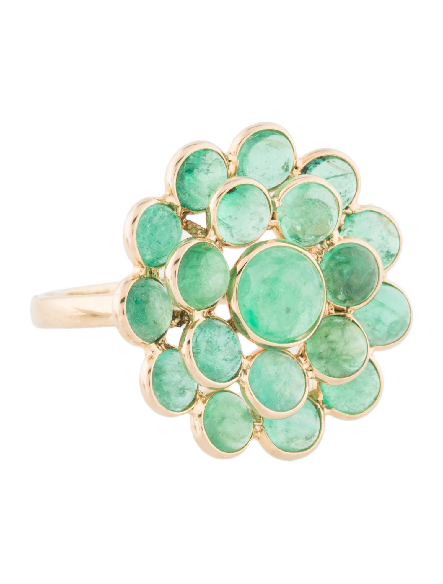 Ring 18K 3.52ctw Emerald Flower Cocktail Ring