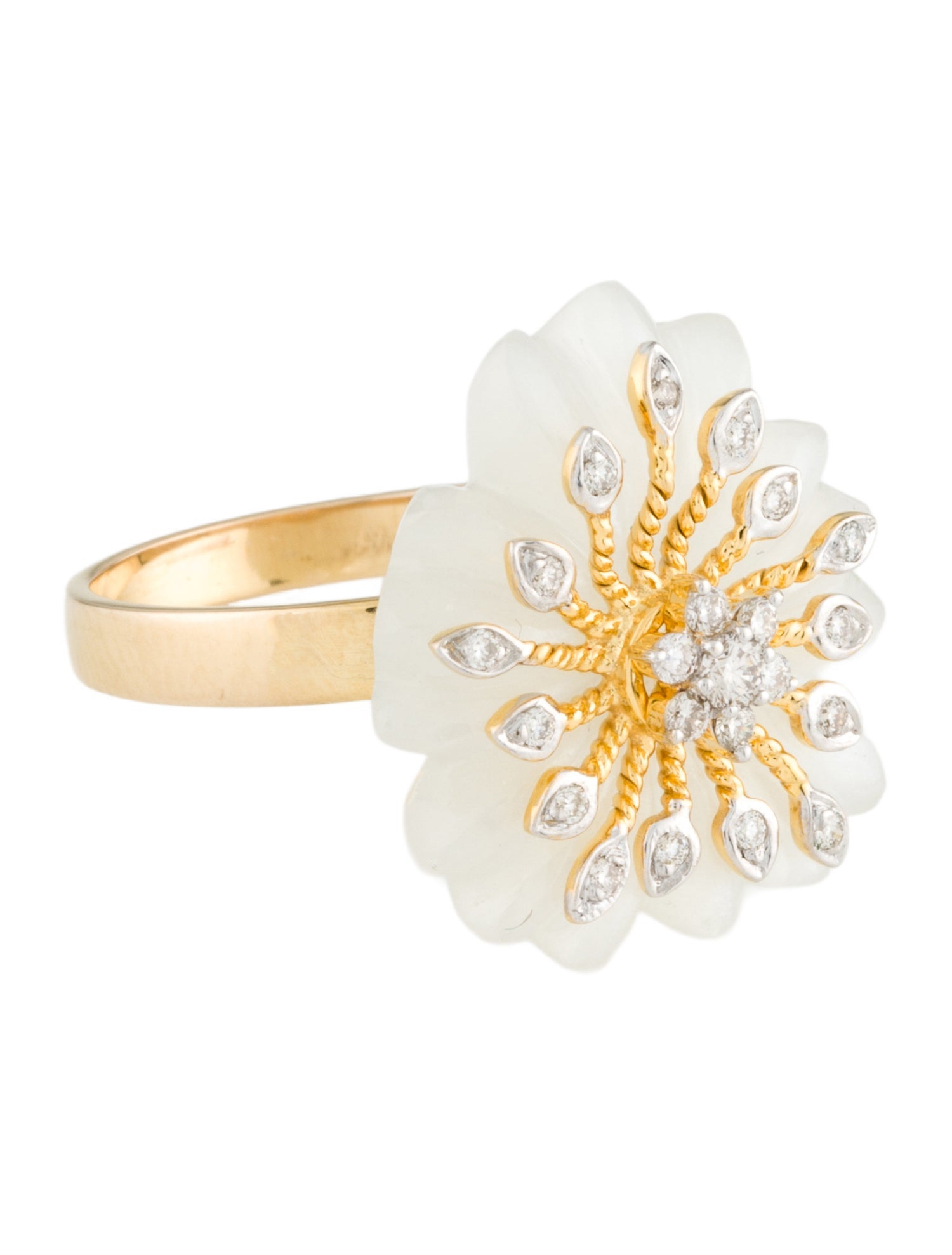 Ring 14K Moonstone & Diamond Cocktail Ring