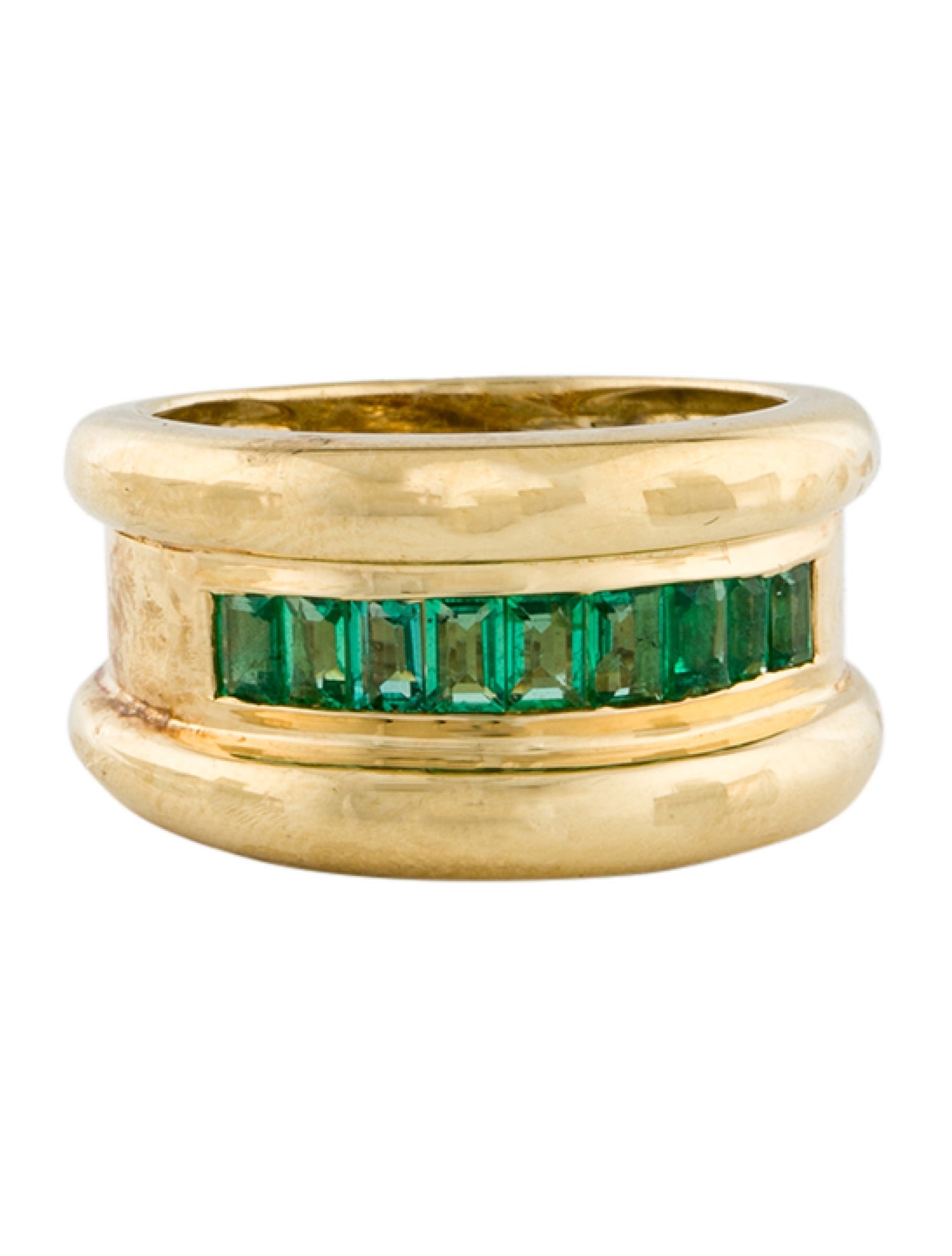 Ring 18K Emerald Wide Tapered Ring